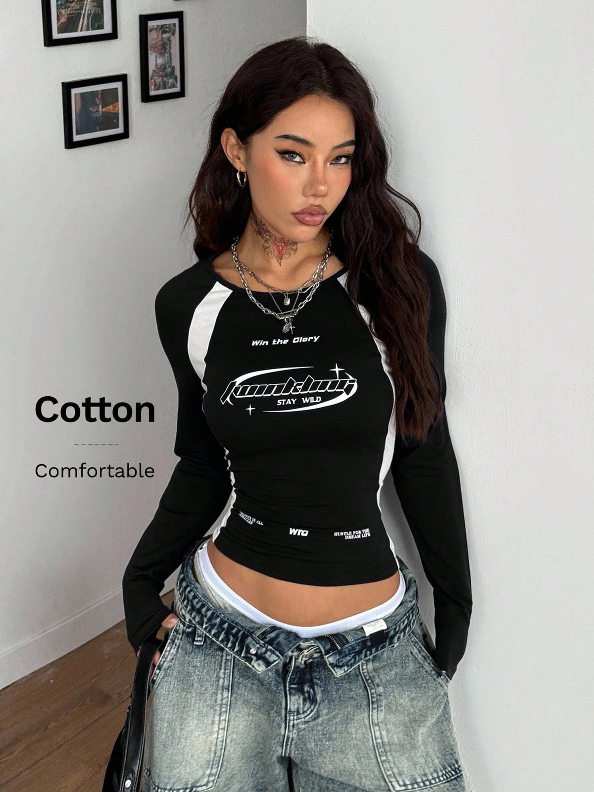 Round Neck Full Sleeves Fitted Tee — Winking