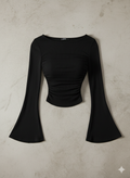Boat Neck Flare Sleeves Top