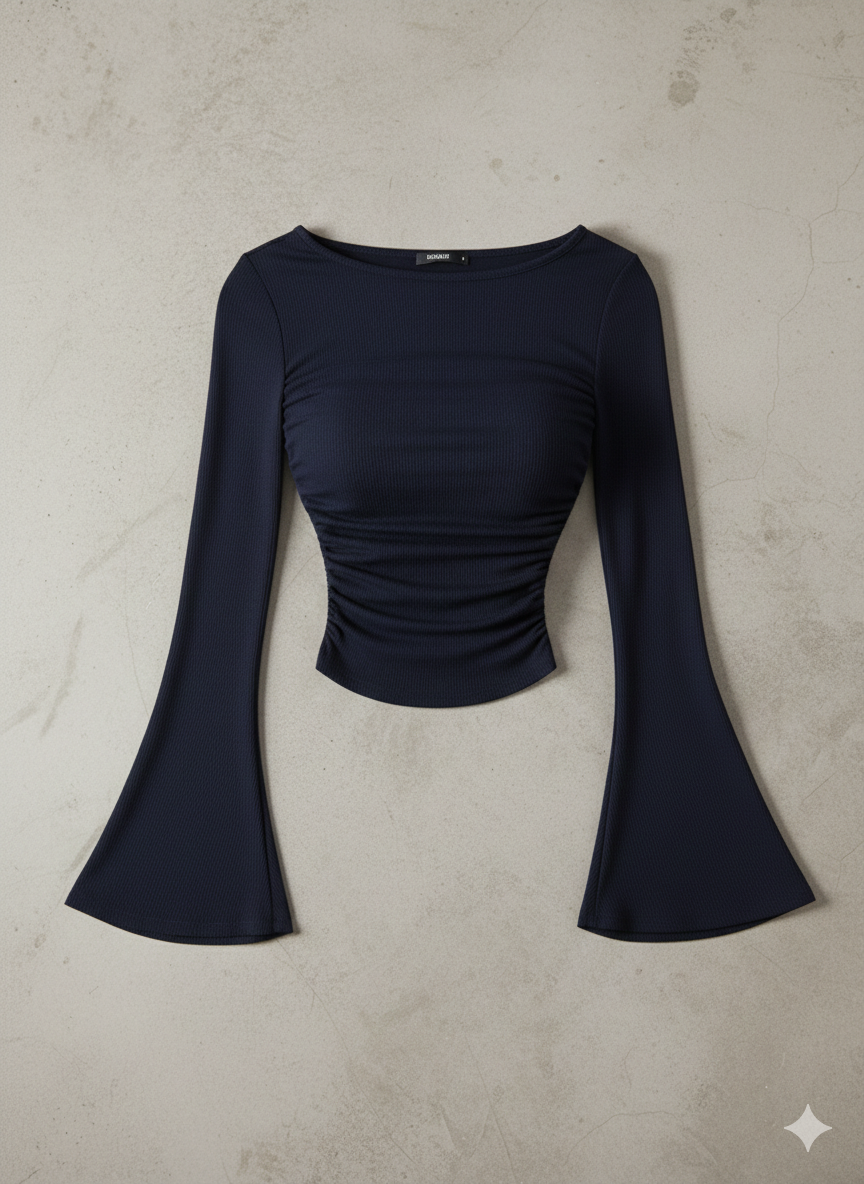 Boat Neck Flare Sleeves Top