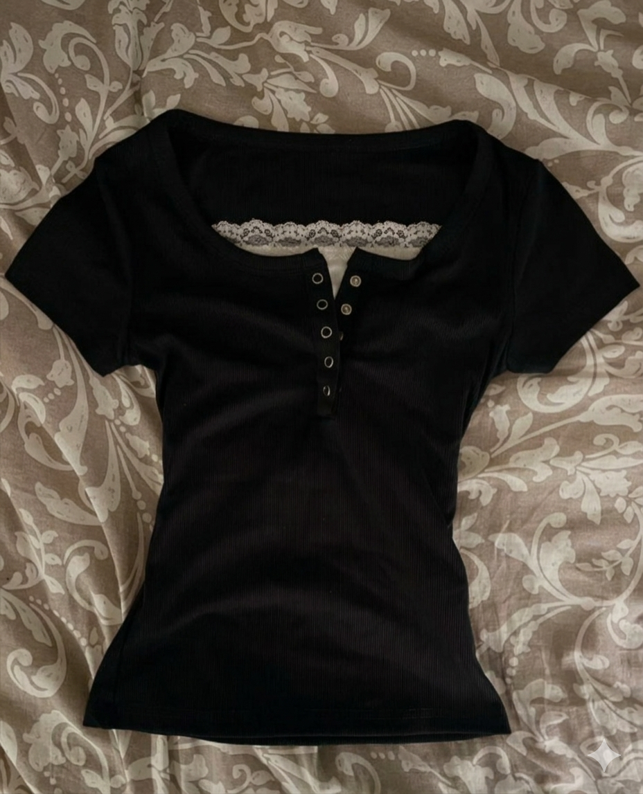 Lace Henley 6.0 Half Sleeve Top