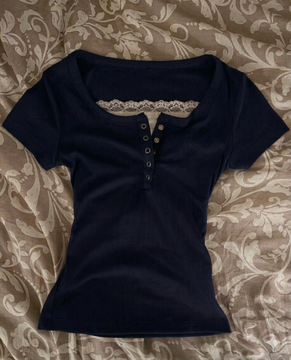 Lace Henley 6.0 Half Sleeve Top