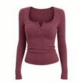 Square Neck Henley Full Sleeve Top