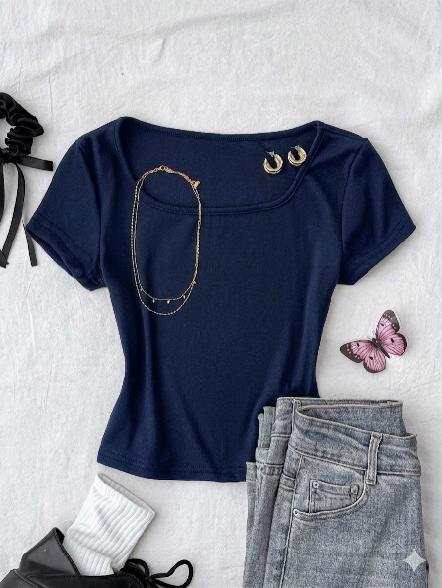 Square Neck Top – Half Sleeve