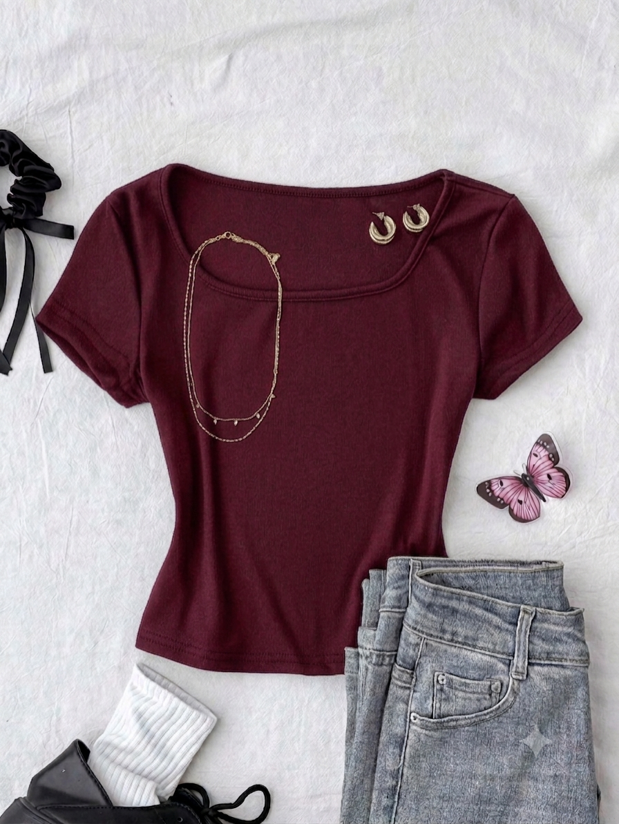 Square Neck Top – Half Sleeve