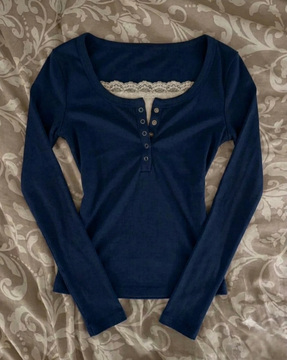 Lace Henley 6.0 Full Sleeve Top