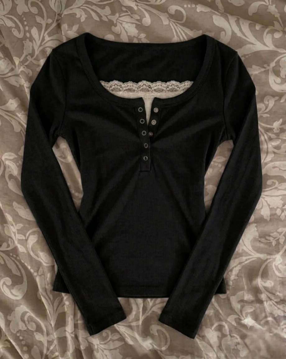 Lace Henley 6.0 Full Sleeve Top