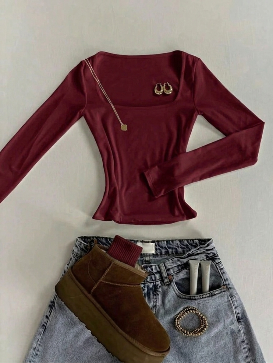 Square Neck Top – Full Sleeve