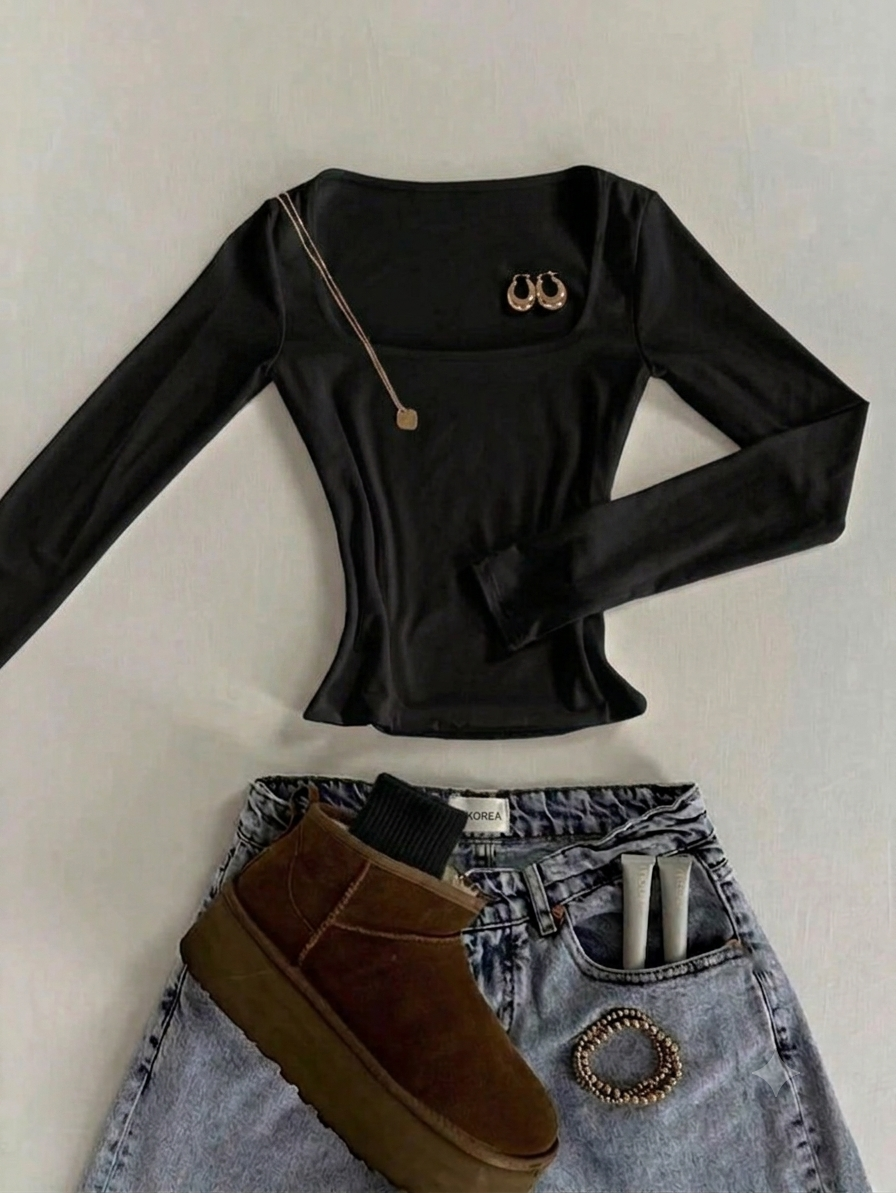 Square Neck Top – Full Sleeve