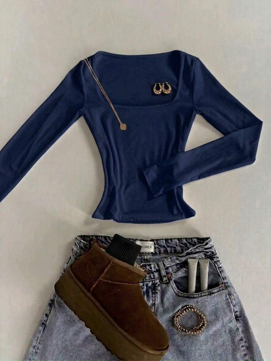Square Neck Top – Full Sleeve