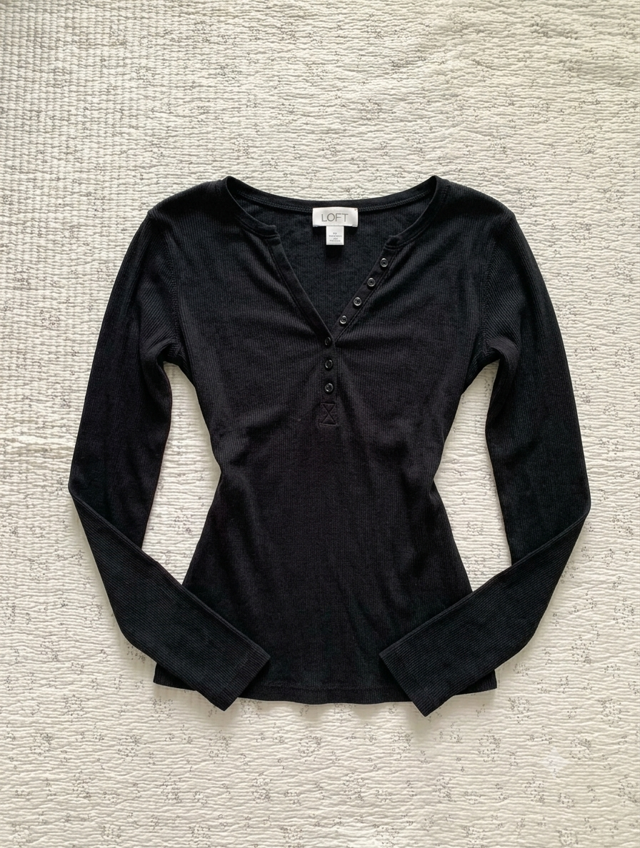 Round Neck Henley Full Sleeve Top