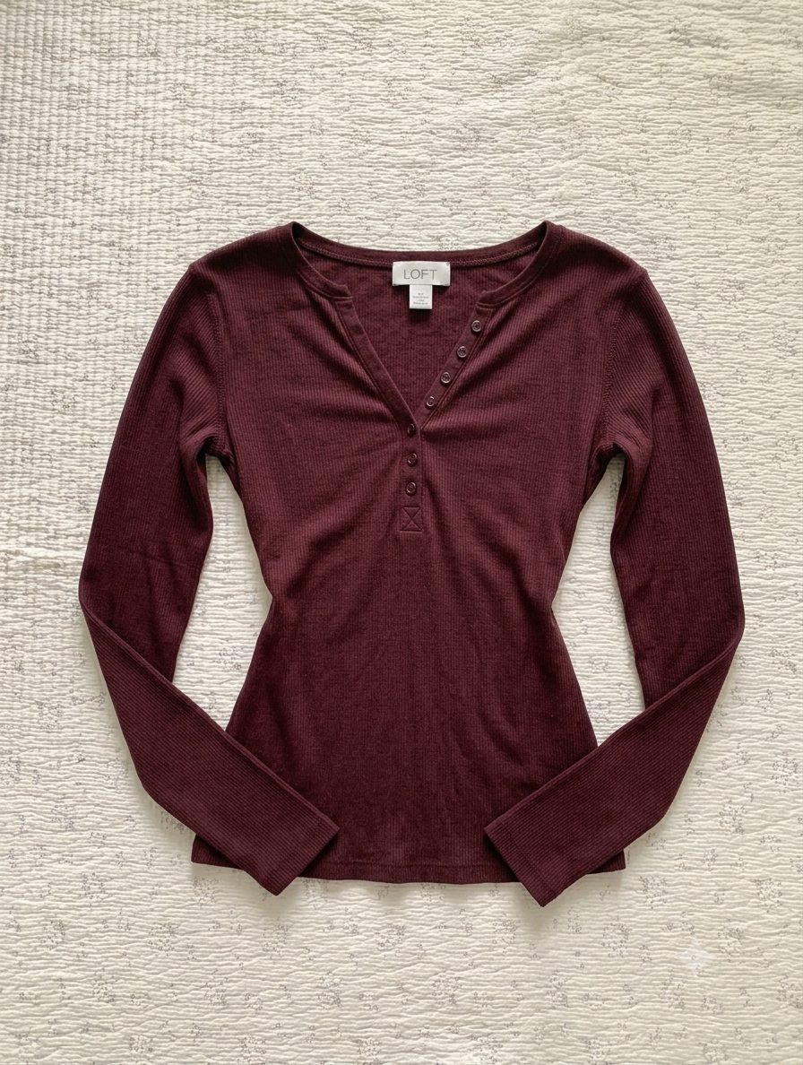 Round Neck Henley Full Sleeve Top