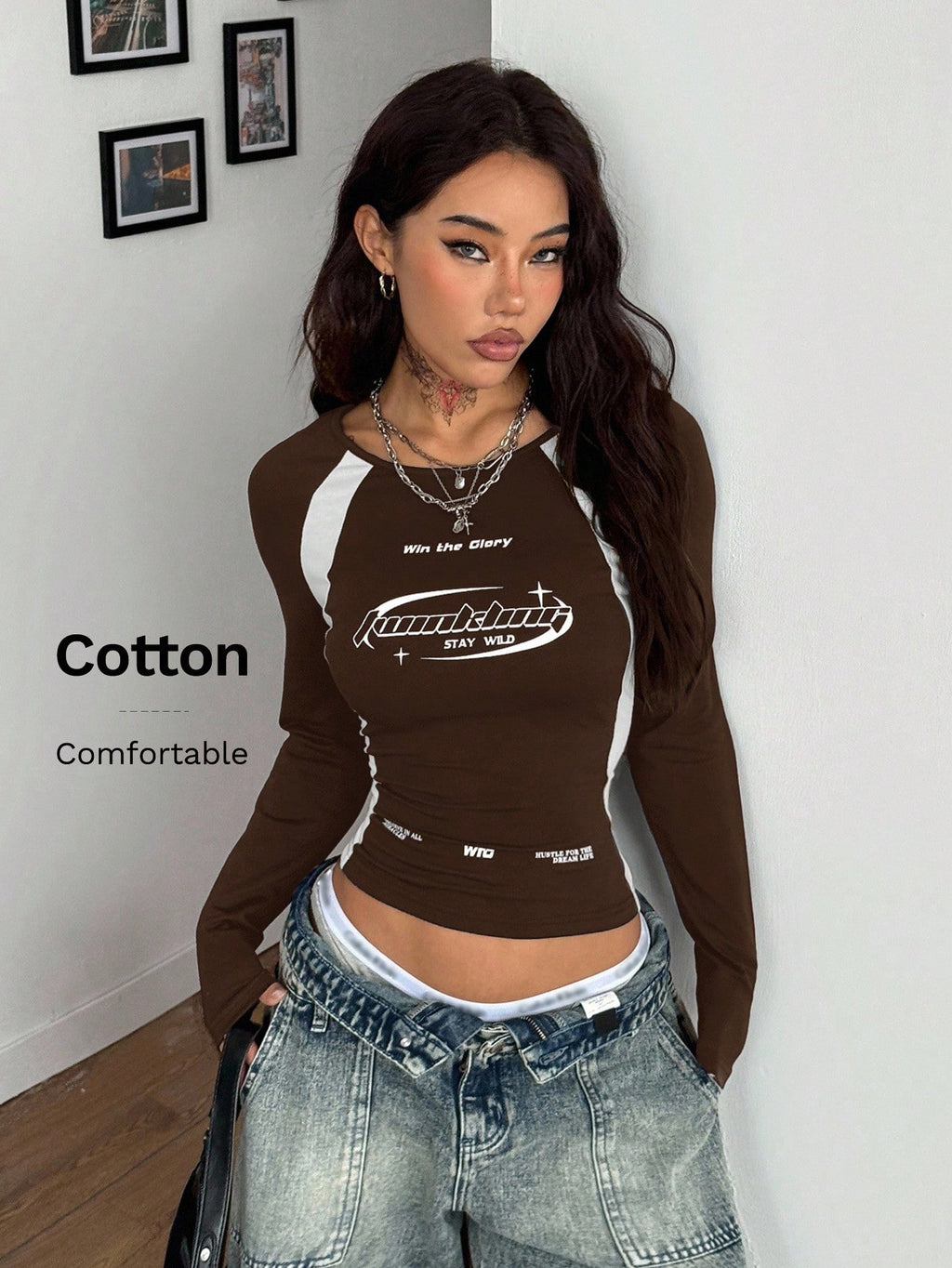 Round Neck Full Sleeves Fitted Tee — Winking