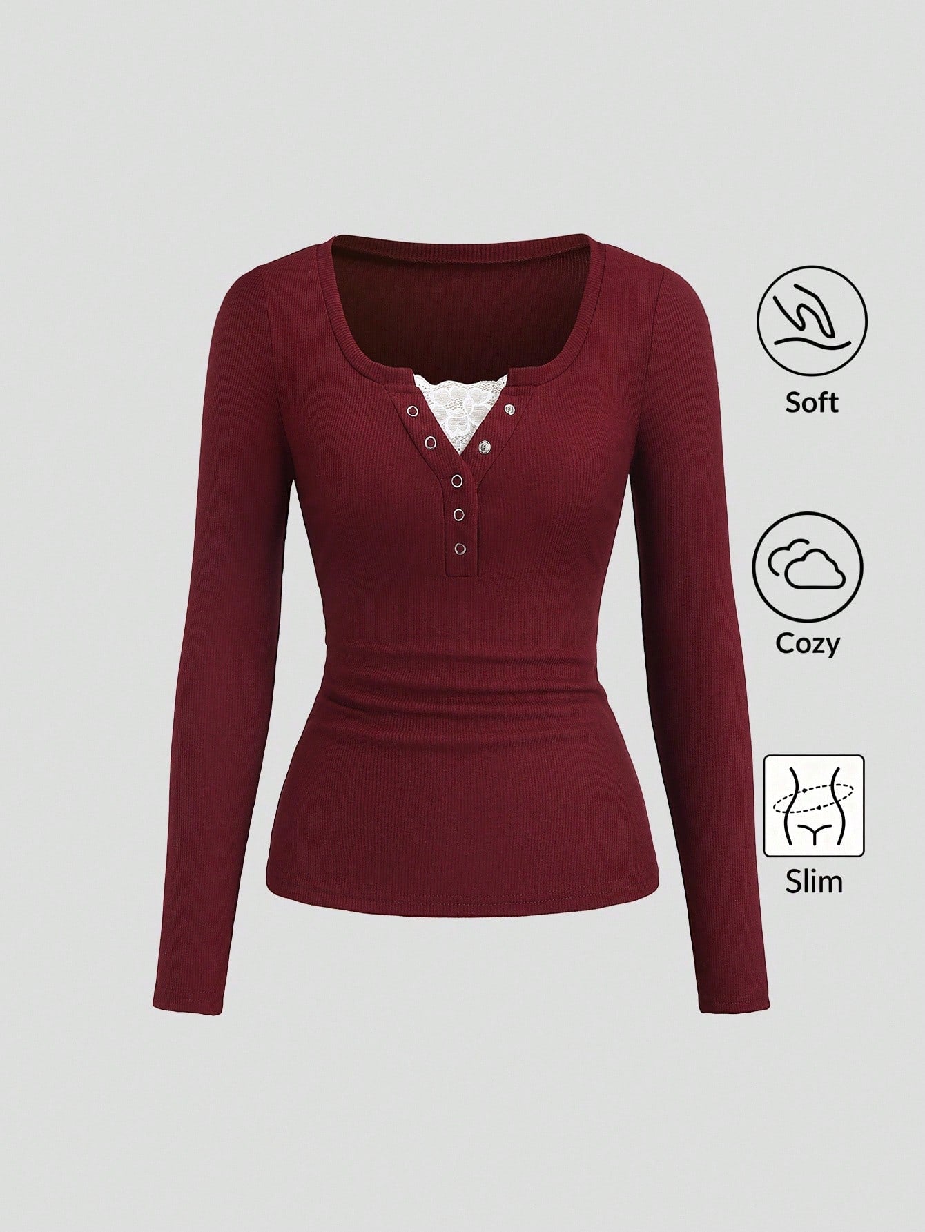 Lace Henley 5.0 Full Sleeve Top