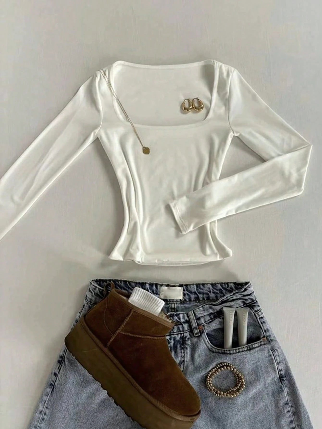 Square Neck Top – Full Sleeve