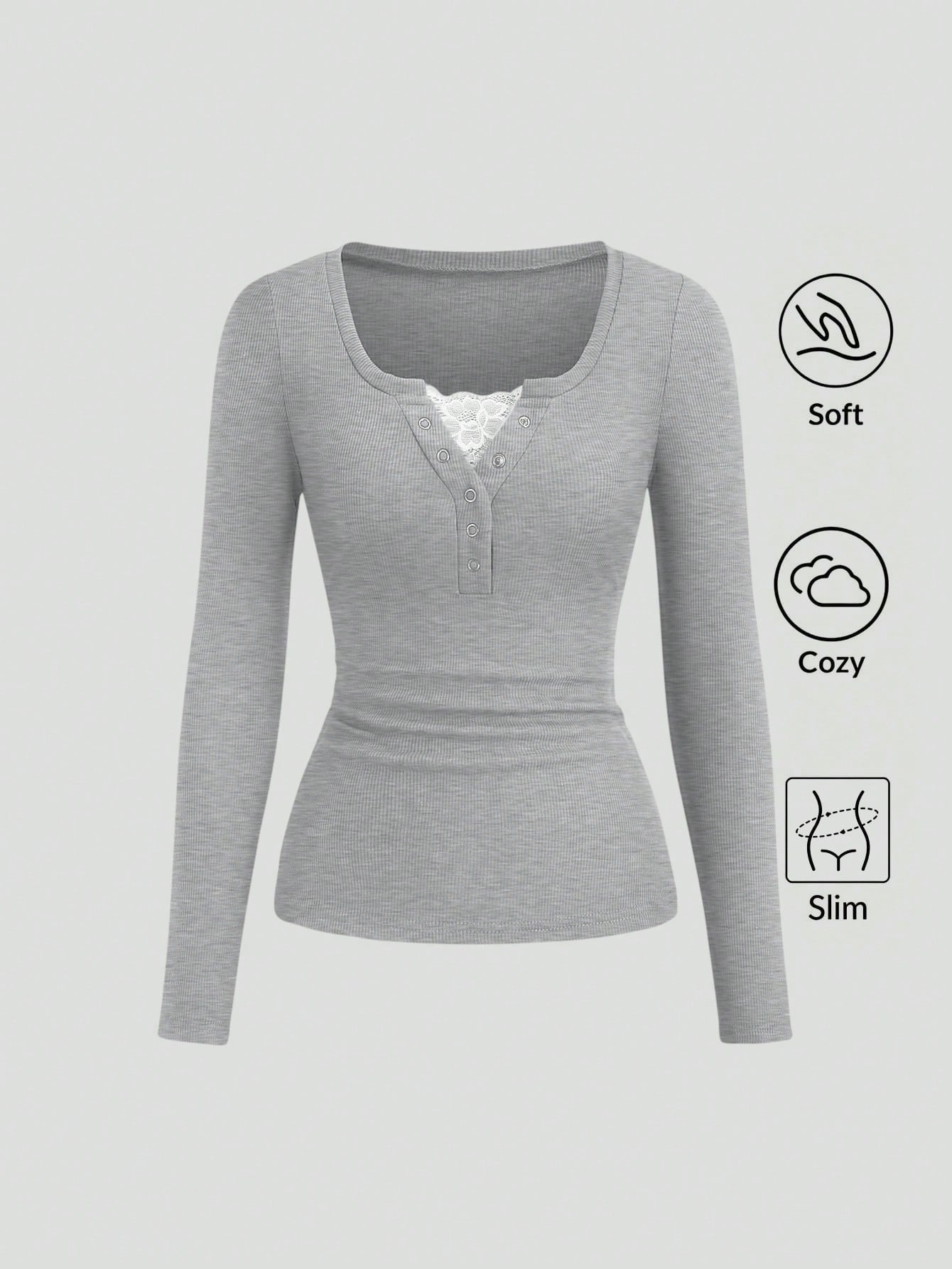 Lace Henley 5.0 Full Sleeve Top
