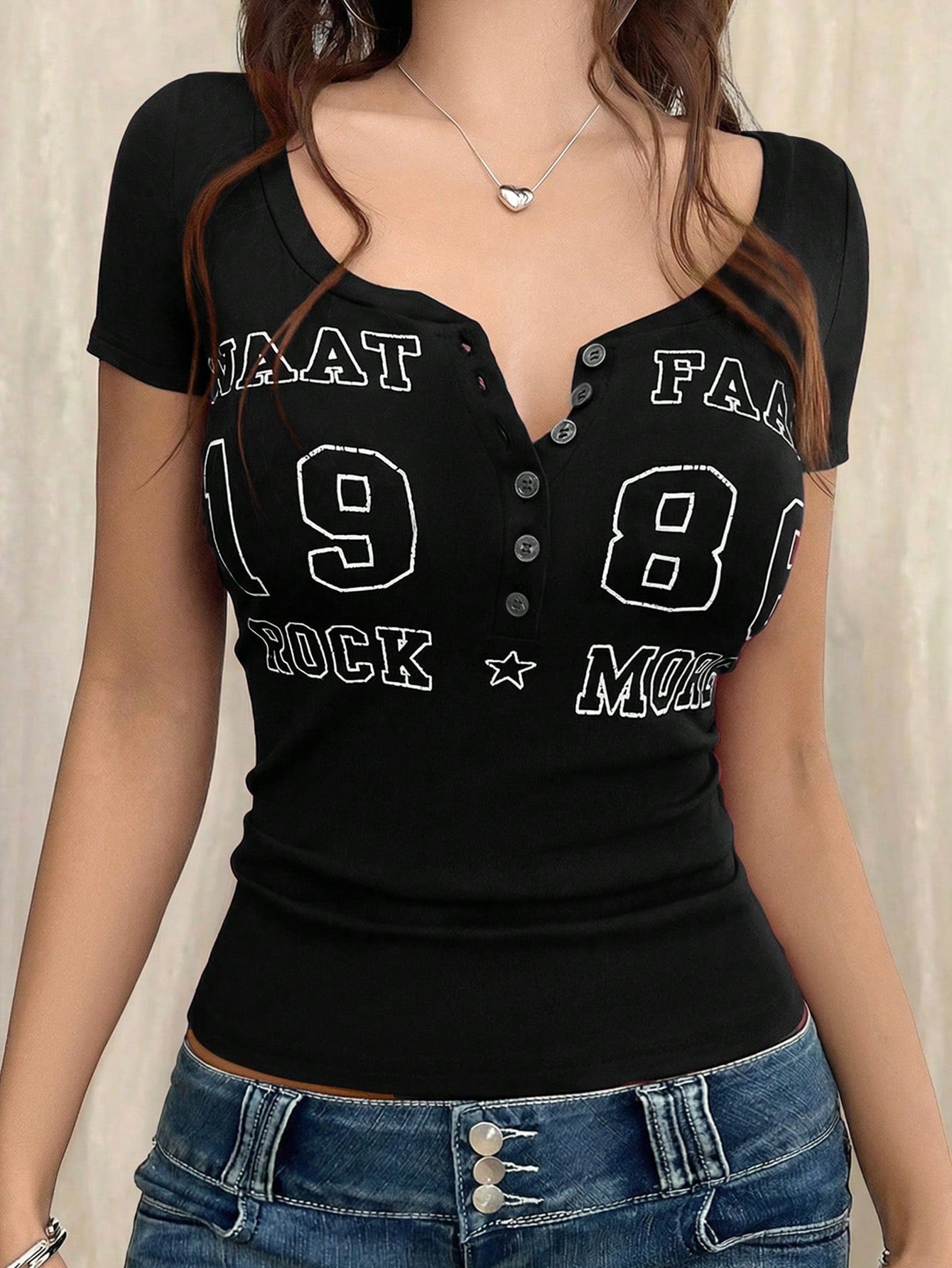 Henley Half Sleeve Top – Rock More