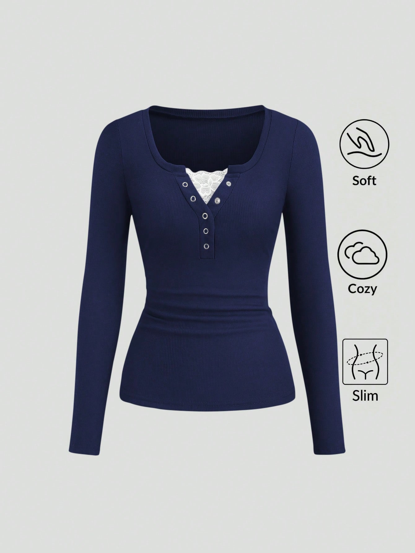 Lace Henley 5.0 Full Sleeve Top