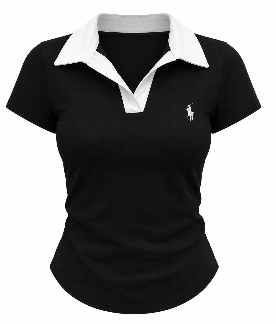 Contrast Collar Ribbed Polo Top