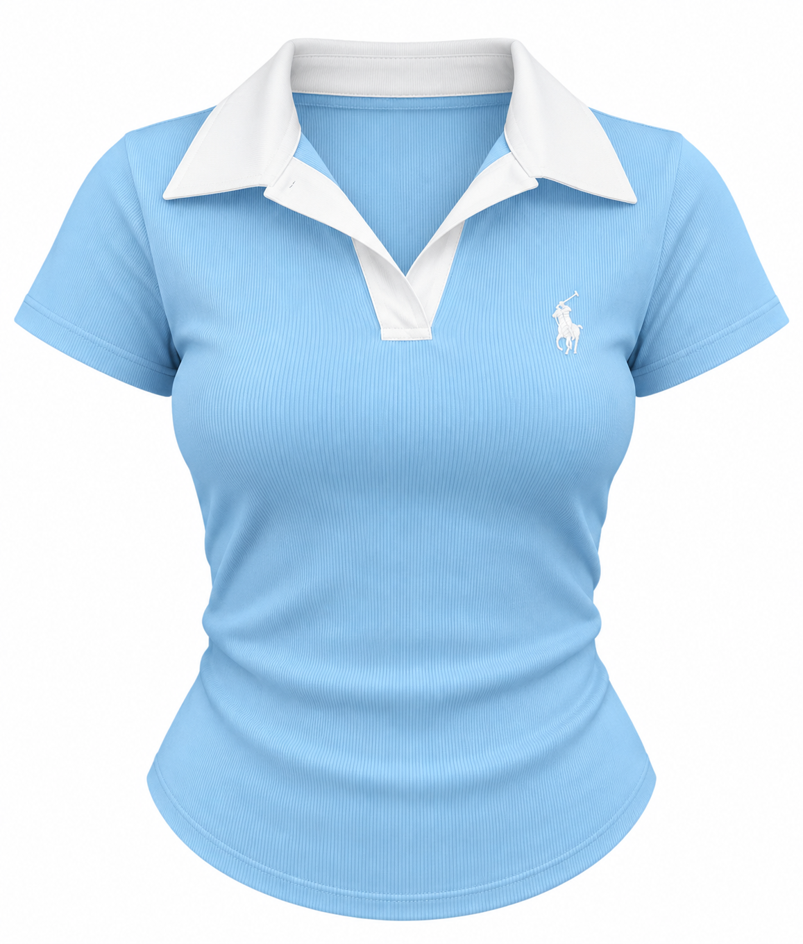 Contrast Collar Ribbed Polo Top