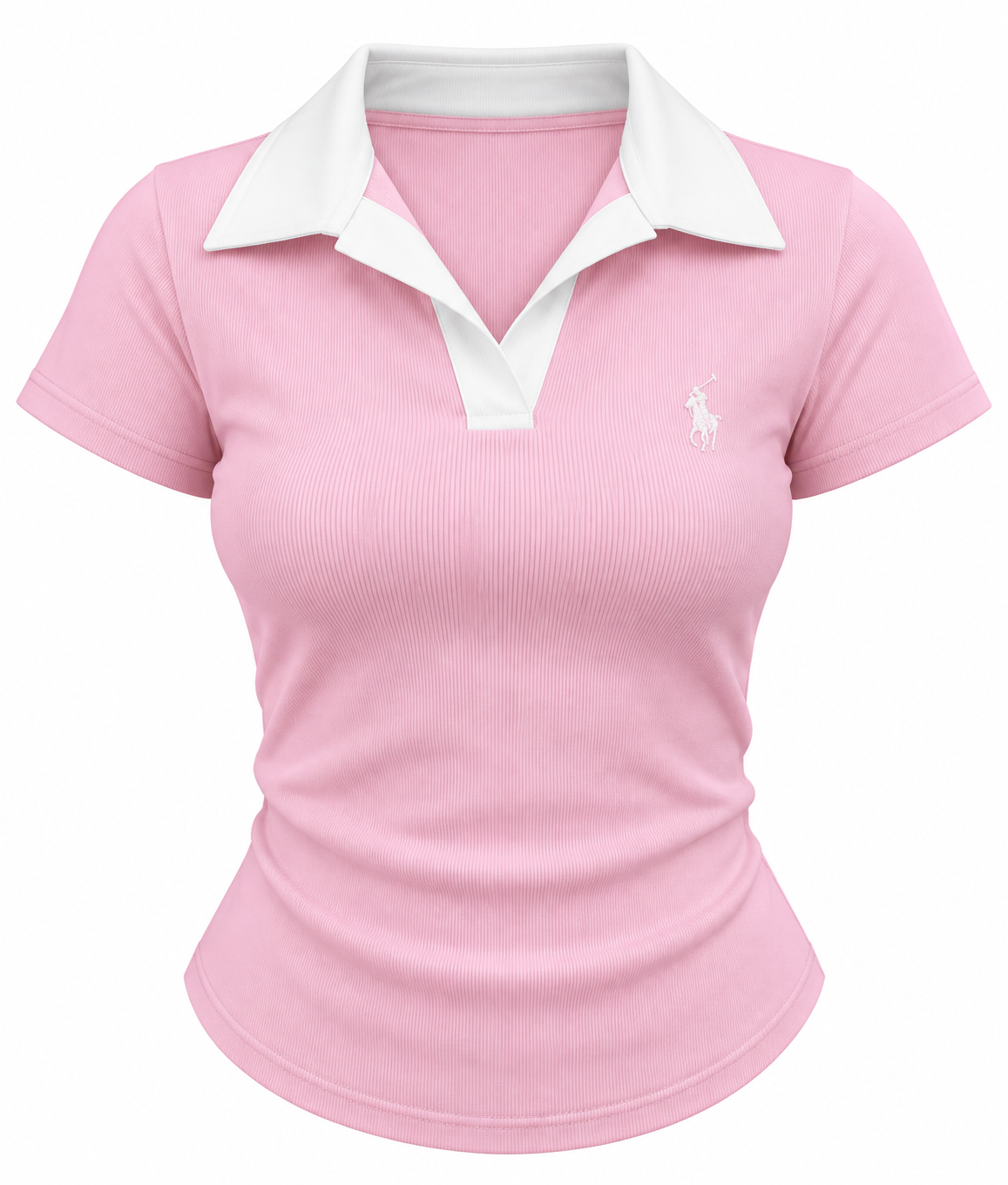 Contrast Collar Ribbed Polo Top