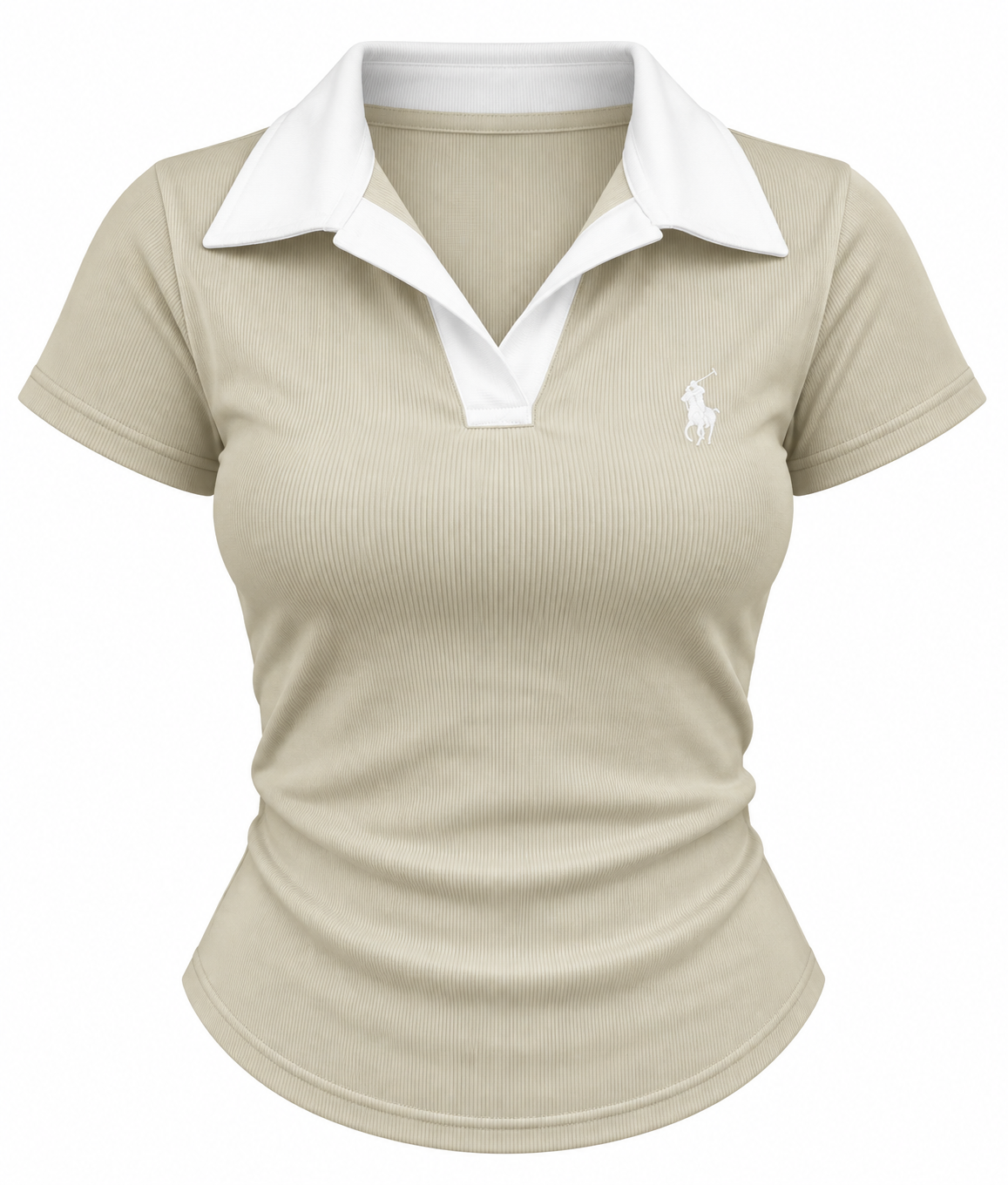 Contrast Collar Ribbed Polo Top