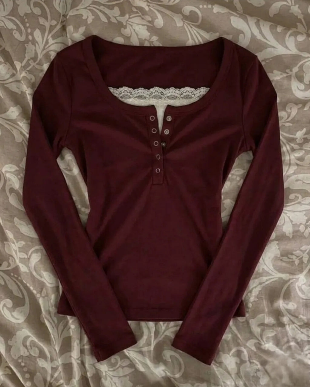 Lace Henley 6.0 Full Sleeve Top