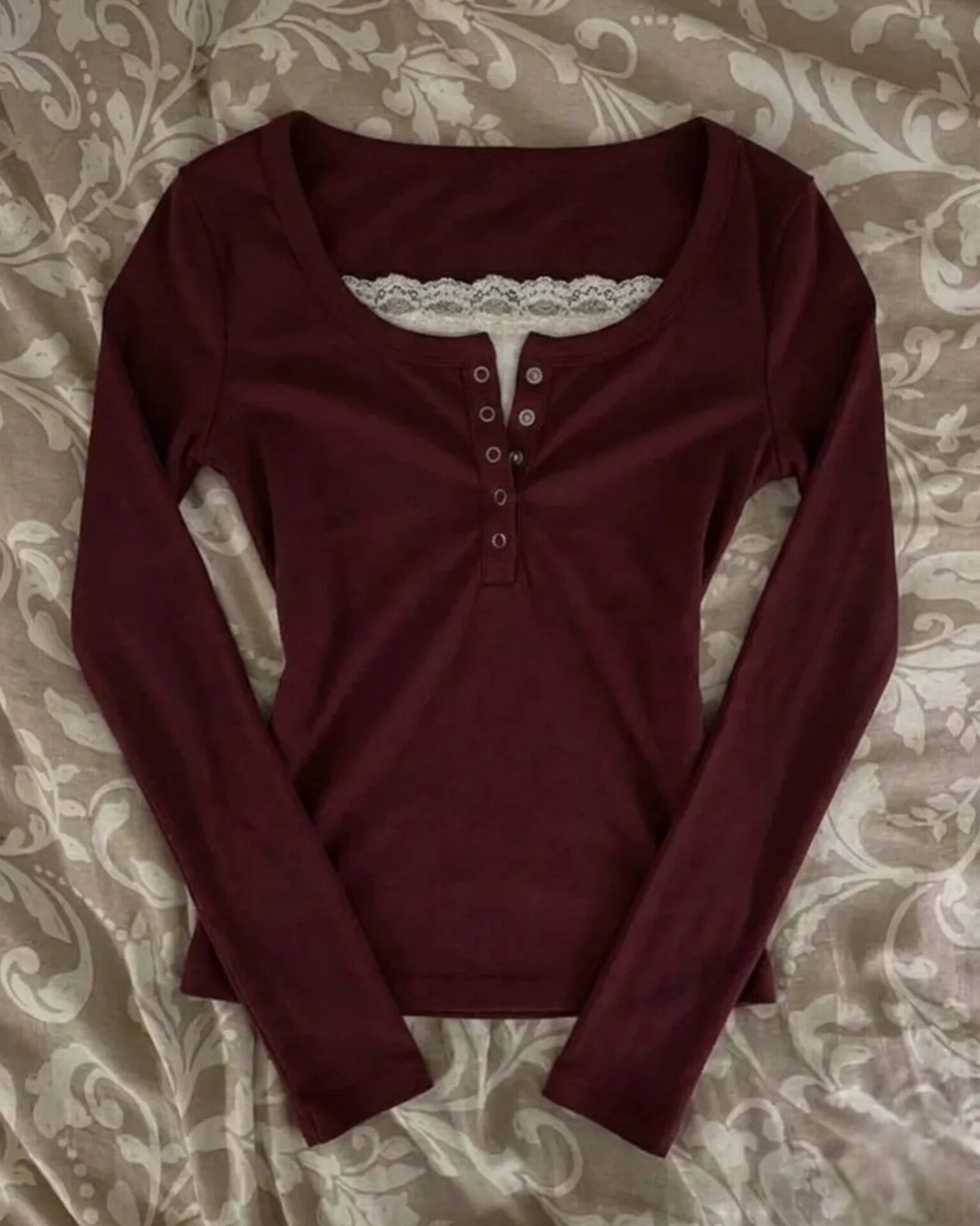 Lace Henley 6.0 Full Sleeve Top