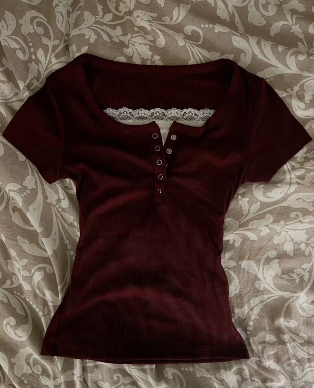 Lace Henley 6.0 Half Sleeve Top