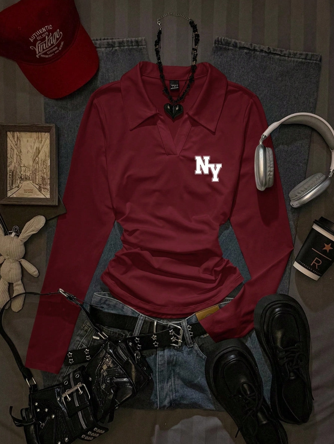 V-Neck Polo Full Sleeve Top – NY