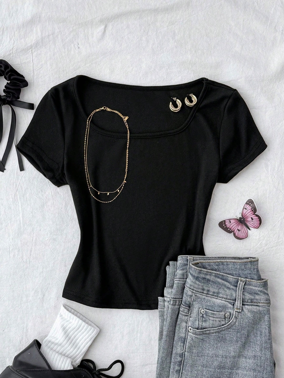 Square Neck Top – Half Sleeve