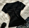 Velcro Henley Half Sleeve Top