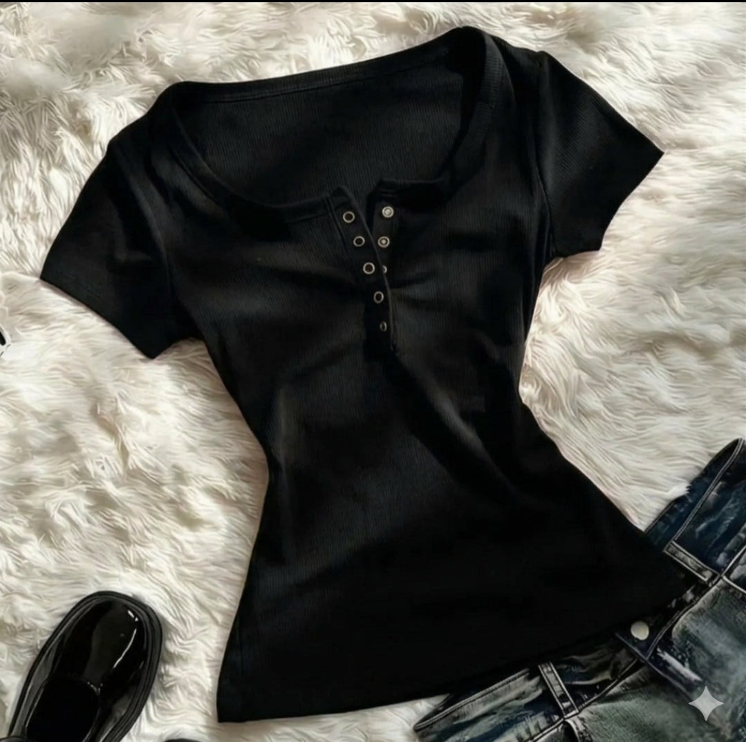 Velcro Henley Half Sleeve Top
