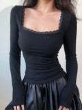 Square Neck Lace Top – Full Sleeve