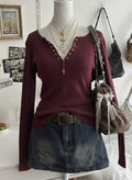 Lace Henley 5.0 Full Sleeve Top