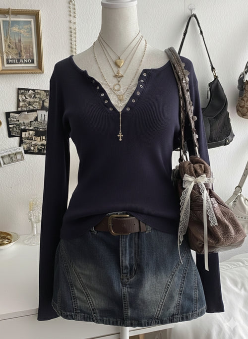 Lace Henley 5.0 Full Sleeve Top