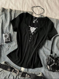 Lace Henley 5.0 Half Sleeve Top