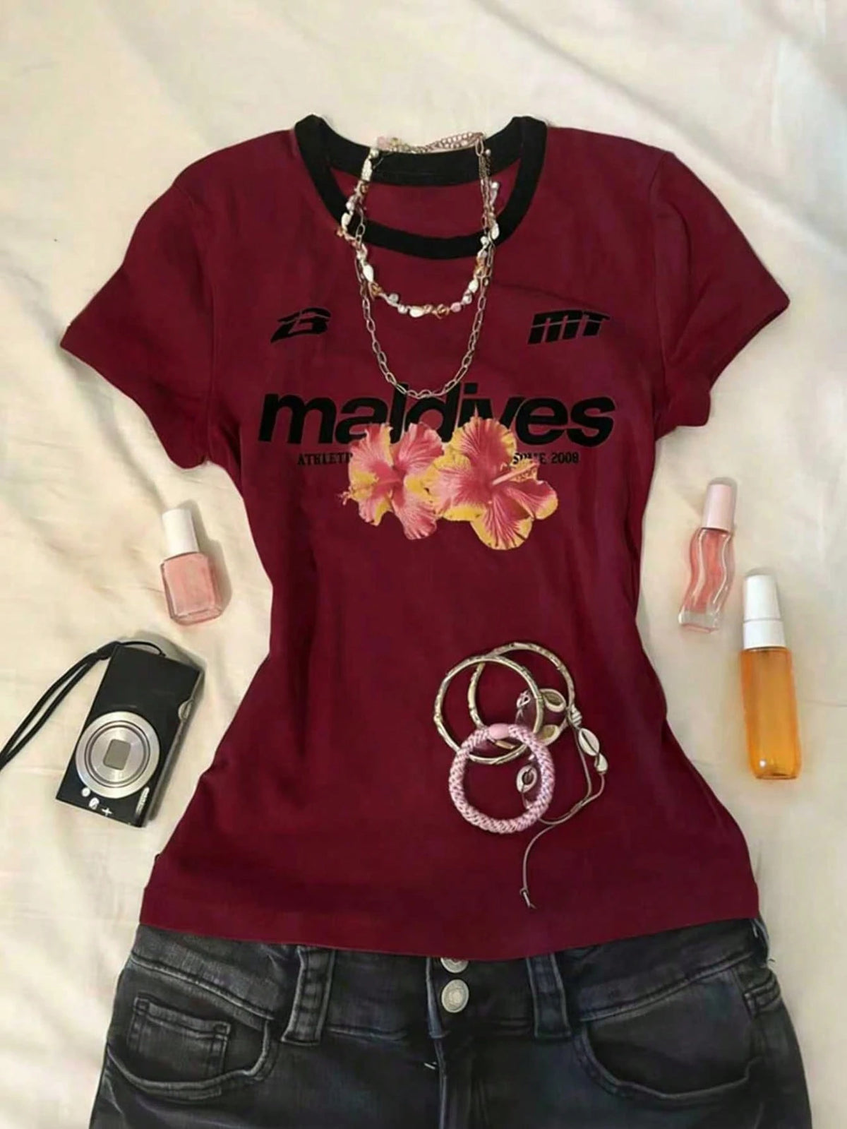 Round Neck Cap Sleeves Tee – Maldives