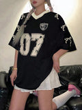 V-Neck Two-Tone Oversized Tee – Half Sleeve (07)